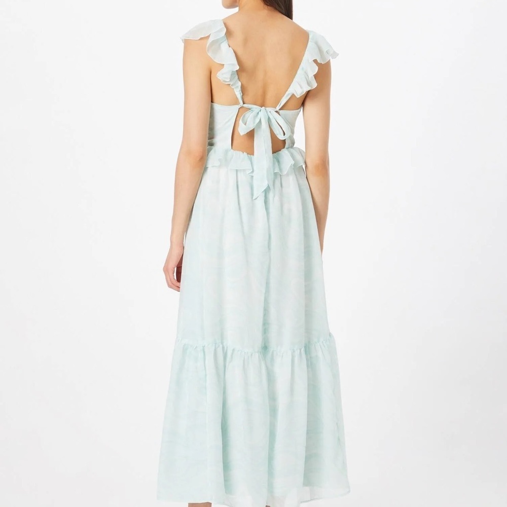 Abercrombie & Fitch Light Mint Ruffle Back Tie Maxi Dress